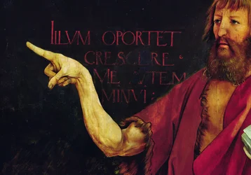 Detail of the arm of John the Baptist from the Isenheim Altarpiece. Altarpiece closed. c.1512-16